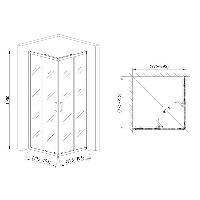 Duschkabine Point 80x80x190 chrom