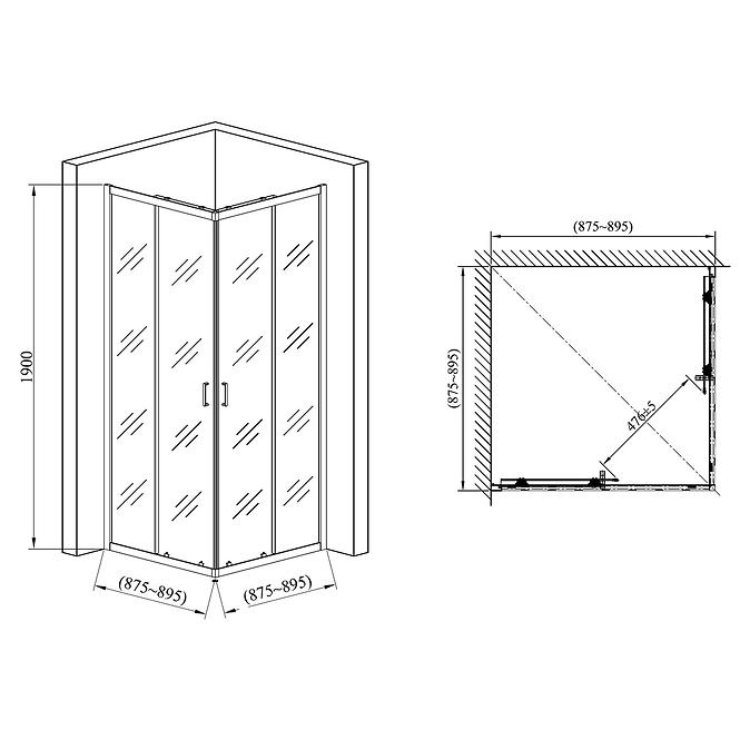 Duschkabine Point 90x90x190 black