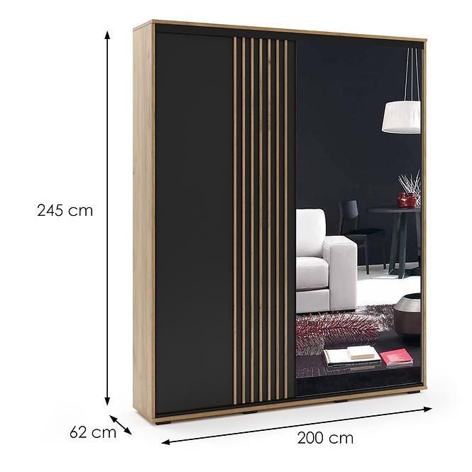 Schrank Mio 200 schwarz+craft gold