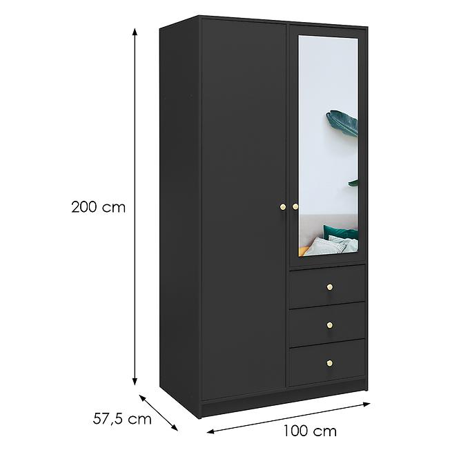 Schrank Siena D2 schwarz / spiegel