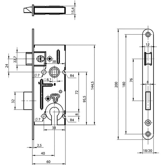 Einsteckschloss Yale 5160/18N 1/2 PZ