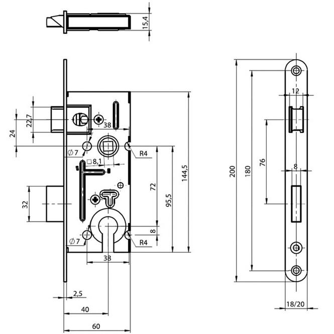 Einsteckschloss Yale 5160/20N 1/2 PZ