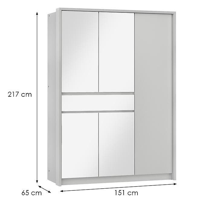 Schrank Split 157 Weiß/Spiegeln