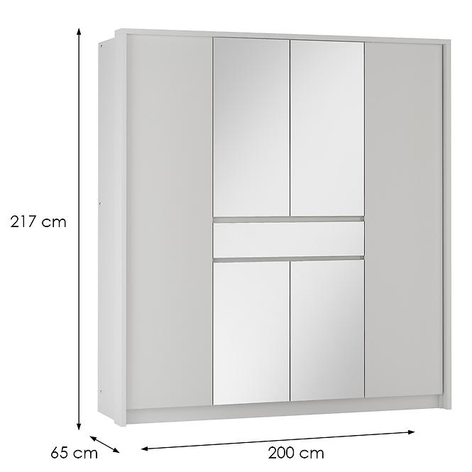 Schrank Split 200 Weiß/Spiegeln