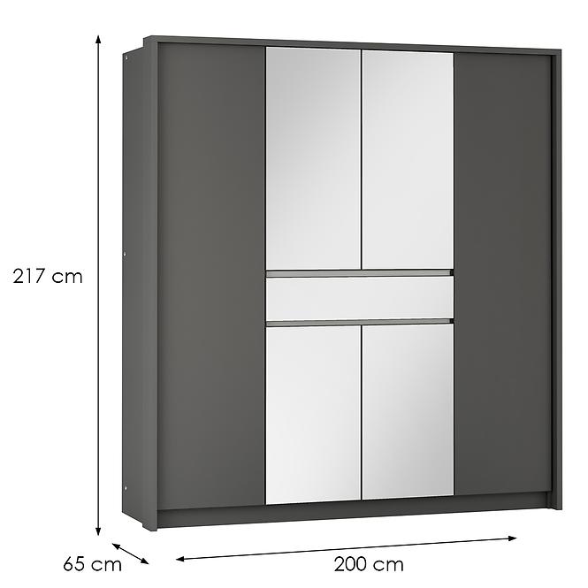 Schrank Split 200 Graphit/Spiegeln