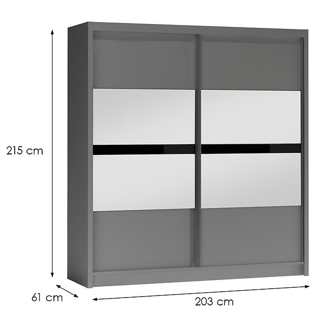 Schrank Batumi 203 Graphit/Spiegeln