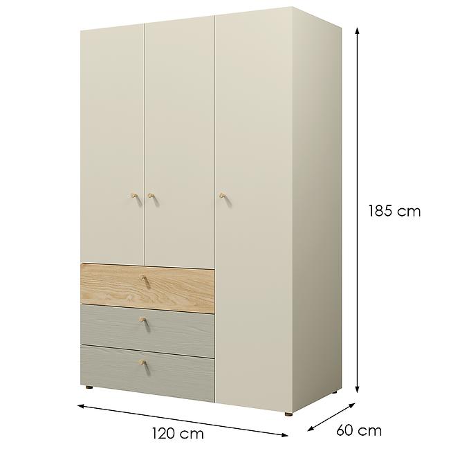 Schrank  Yuki 1 Eukalyptus/Graubeige/Geölte Eiche