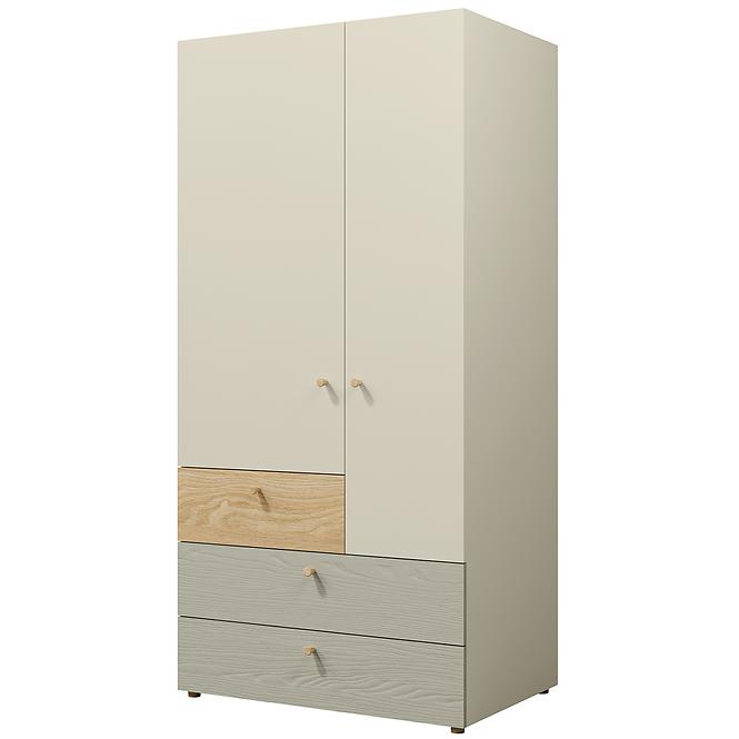 Schrank  Yuki 2 Eukalyptus/Graubeige/Geölte Eiche