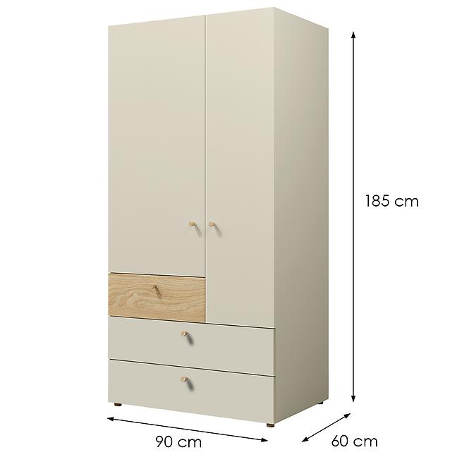 Schrank  Yuki 2 Graubeige/Geölte Eiche