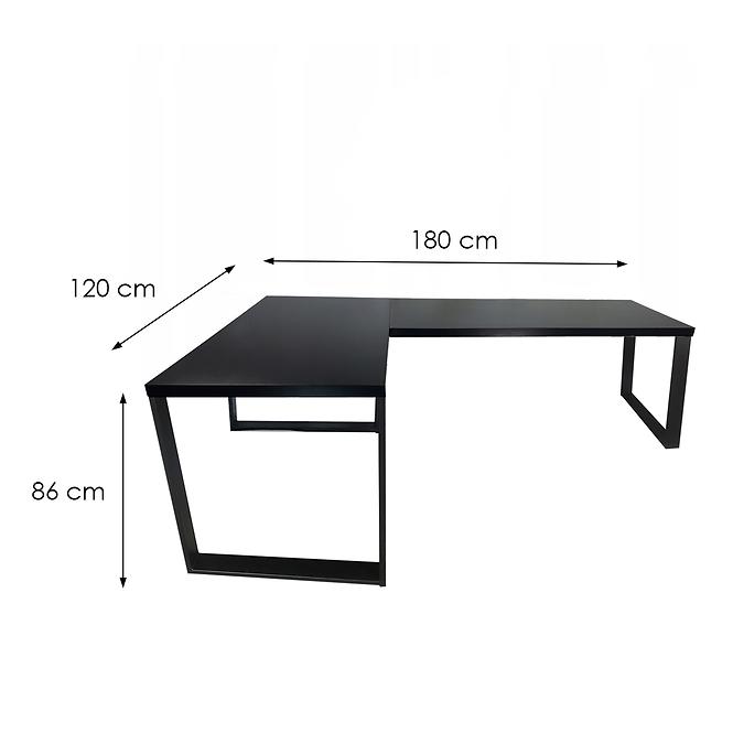 Gaming-Schreibtisch Ecke Loft Low Schwarz 180x120x1.8 Modell 0