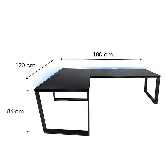 Gaming-Schreibtisch Ecke Loft Low Schwarz 180x120x2.8 Modell 2