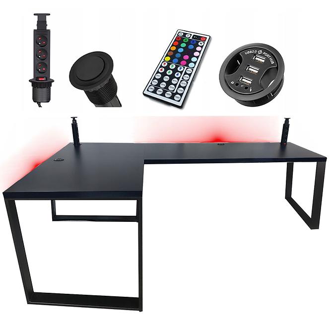 Gaming-Schreibtisch Ecke Loft Low Schwarz 180x120x3.6 Modell 3