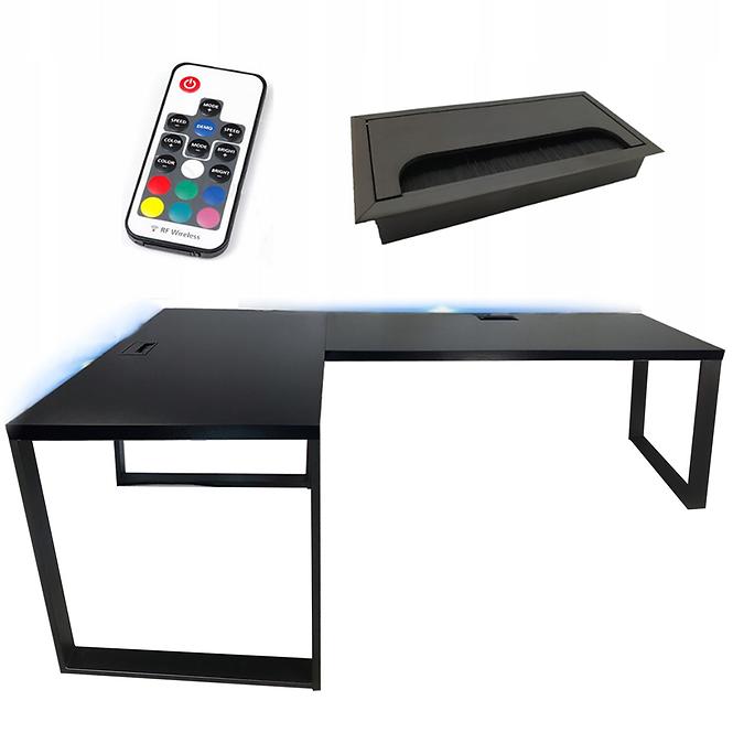 Gaming-Schreibtisch Ecke Loft Top Schwarz 180x120x2.8 Modell 2