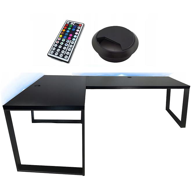 Gaming-Schreibtisch Ecke Loft Low Schwarz 202x136x2.8 Modell 2