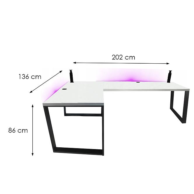 Gaming-Schreibtisch Ecke Loft Low Weiß 202x136x3.6 Modell 3