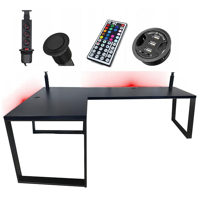 Gaming-Schreibtisch Ecke Loft Low Schwarz 202x136x3.6 Modell 3