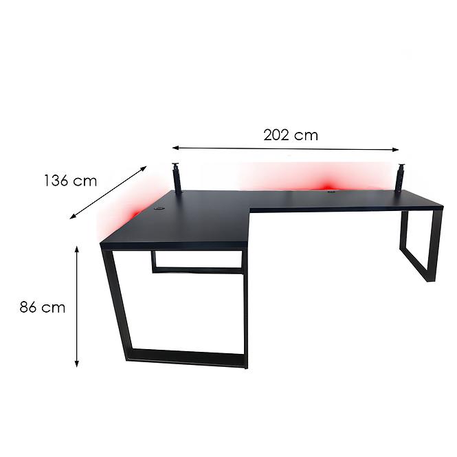 Gaming-Schreibtisch Ecke Loft Low Schwarz 202x136x3.6 Modell 3