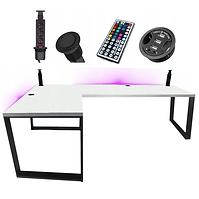 Gaming-Schreibtisch Ecke Loft Low Weiß 240x160x3.6 Modell 3