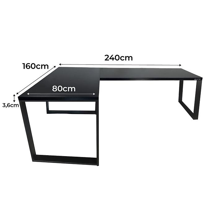 Gaming-Schreibtisch Ecke Loft Low Schwarz 240x160x3.6 Modell 0