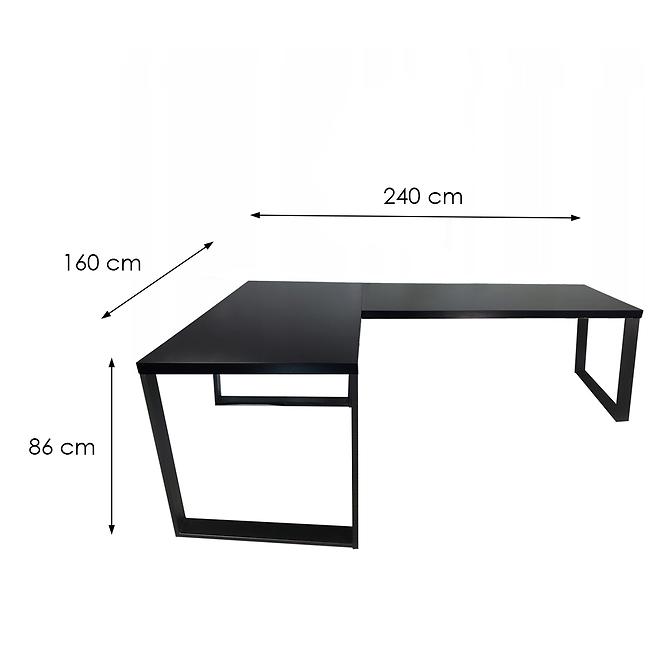 Gaming-Schreibtisch Ecke Loft Top Schwarz 240x160x3.6 Modell 0