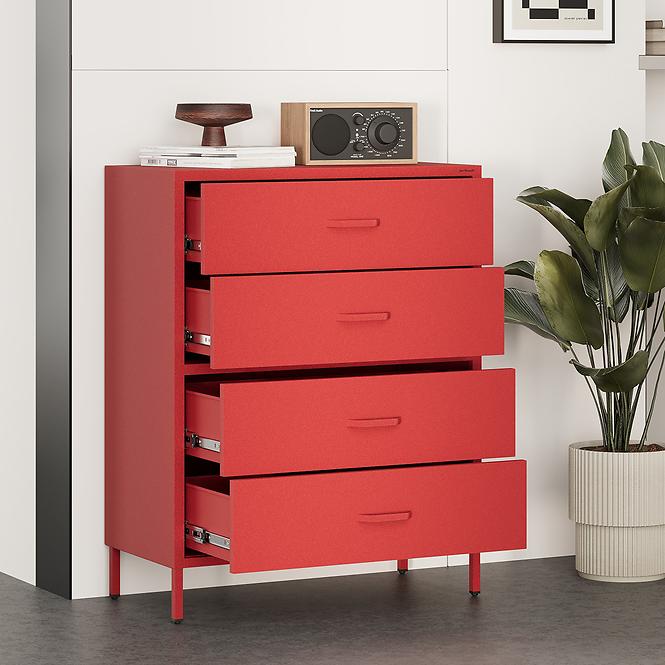 Kommode aus Metall Carla Modern Red