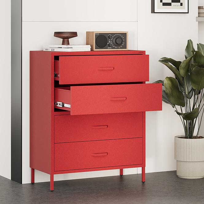 Kommode aus Metall Carla Modern Red