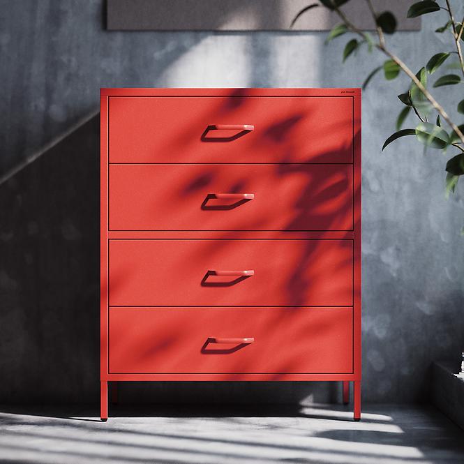 Kommode aus Metall Carla Modern Red