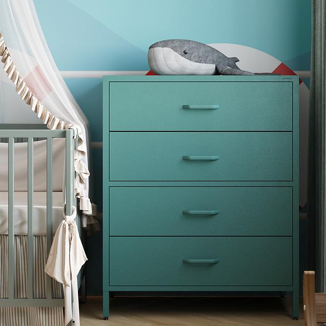 Kommode aus Metall Carla Modern Sea Green