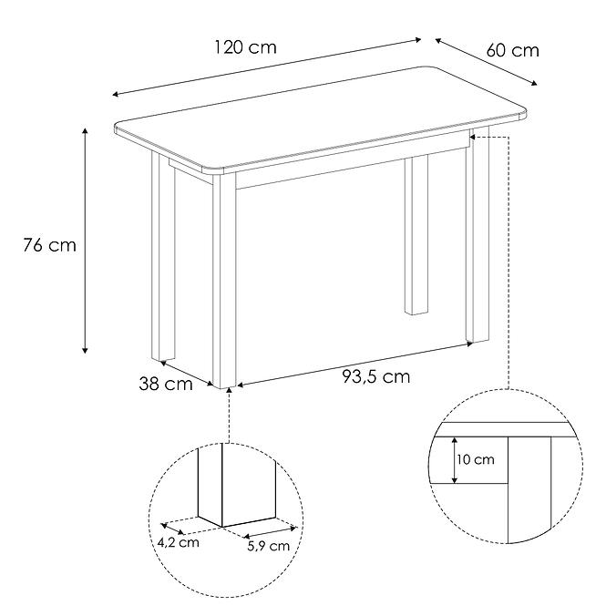 Tisch Kiefer ST02 120x76x60