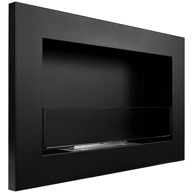 Biokamin Slim 650x400 Schwarz Matt mit Glas