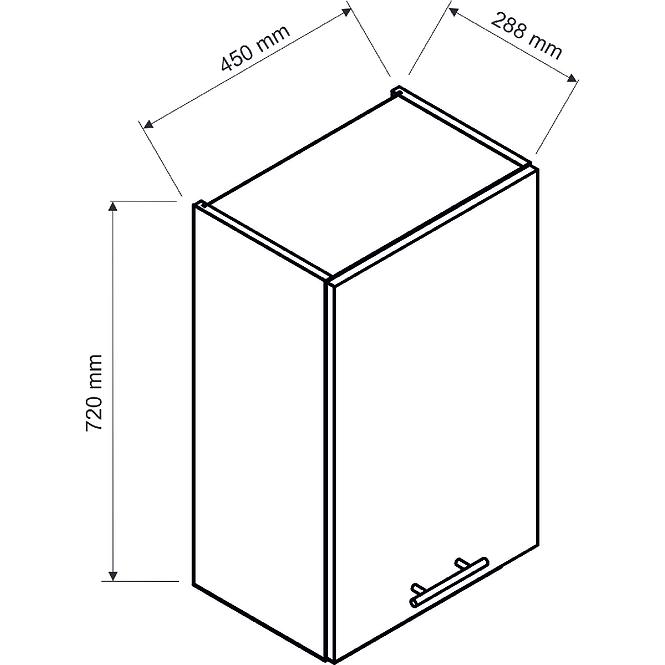 Küchenschrank Isabel W45 P/L Aschgrau/Artisan