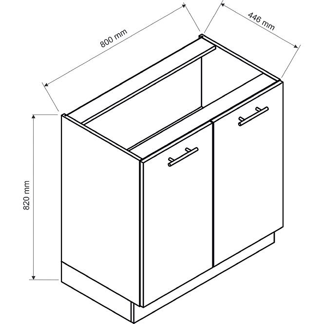 Küchenschrank Isabel D80 Schwarz/Artisan