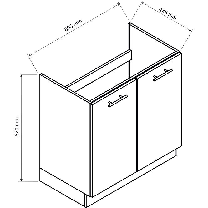 Küchenschrank Isabel D80ZL Schwarz/Artisan