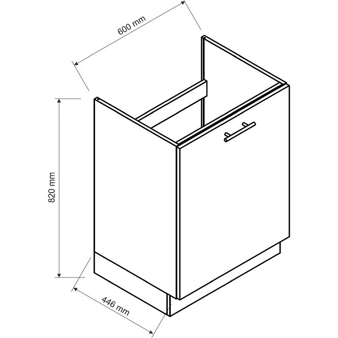 Küchenschrank Isabel D60ZL P/L Schwarz/Artisan