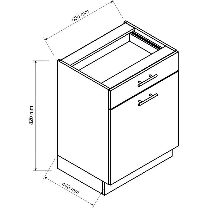 Küchenschrank Isabel D60S/1 P/L Schwarz/Artisan