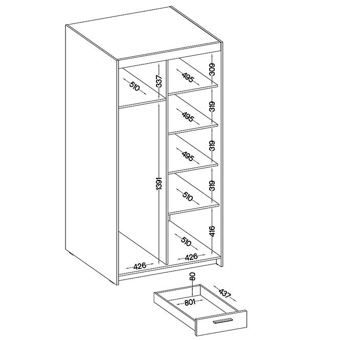 Schrank Elena 2D3S Eiche Lefkas