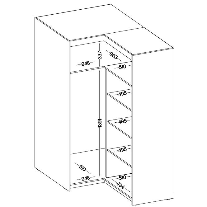 Schrank Elena 2D Ecke Eiche Sonoma