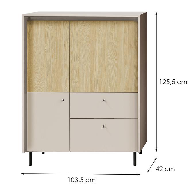 Kommode Malta MA1 3D2S Beige/Eiche