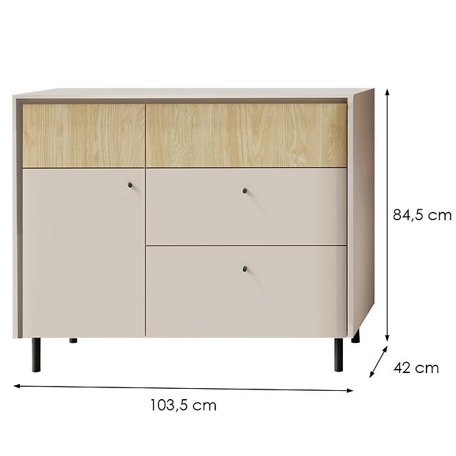 Kommode Malta MA7 1D2S Beige/Eiche