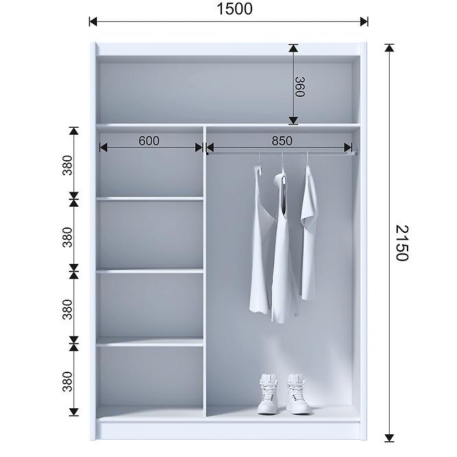 Schrank Ladder 150 Eiche Craft/Lamellen Schwarz