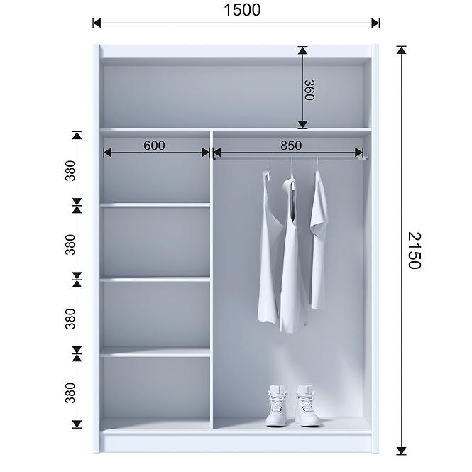 Schrank Ladder 150 Weiß/Lamellen Eiche Craft