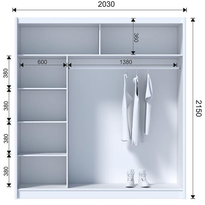 Schrank Ladder 203 Schwarz/Lamellen Eiche Craft