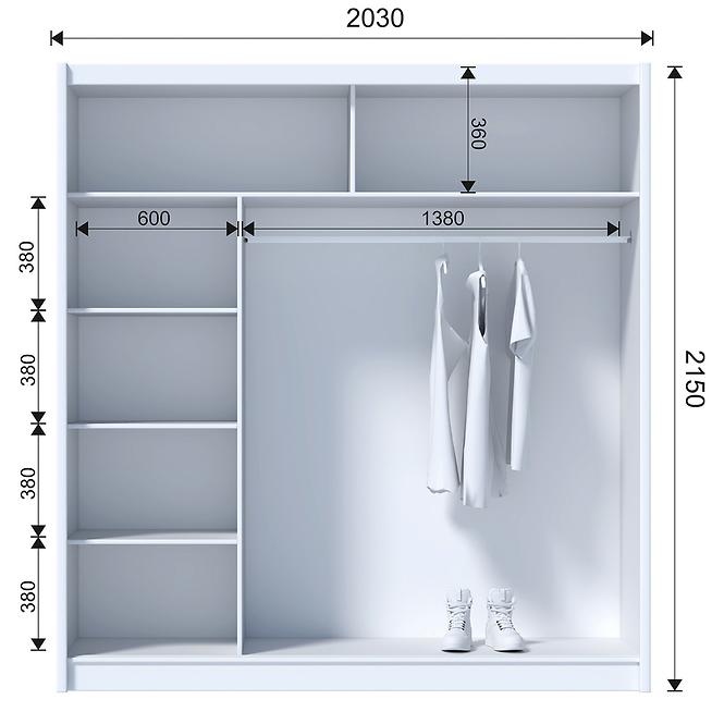 Schrank Ladder 203 Eiche Craft/Lamellen Schwarz