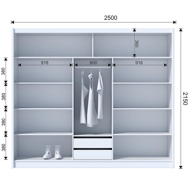 Schrank Ladder 250 Weiß/Lamellen Eiche Craft