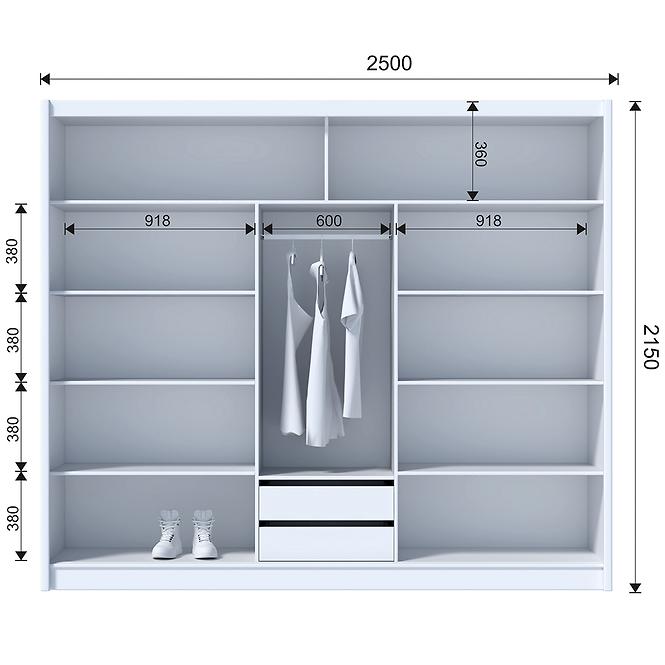 Schrank Ladder 250 Eiche Craft/Lamellen Schwarz