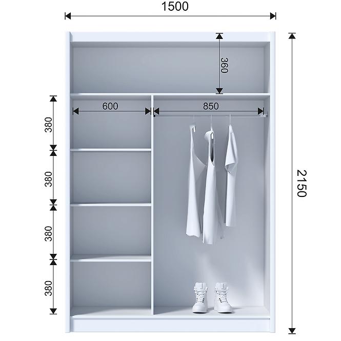 Schrank POP 150 Weiß/Sonoma