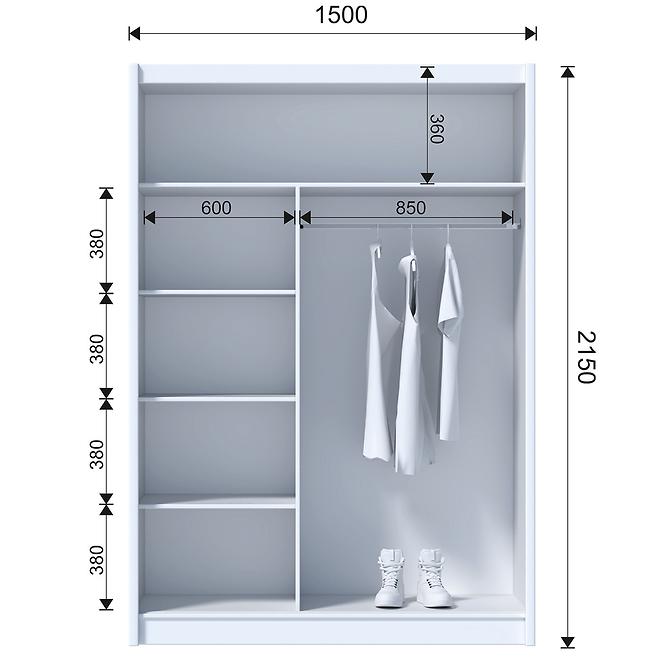 Schrank Stone 150 Weiß/Beton