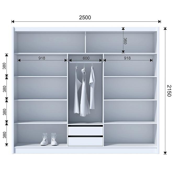 Schrank Stone 250 Weiß/Beton