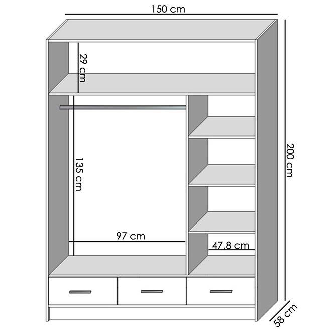 Schrank Sophie 150 Craft/Schwarz