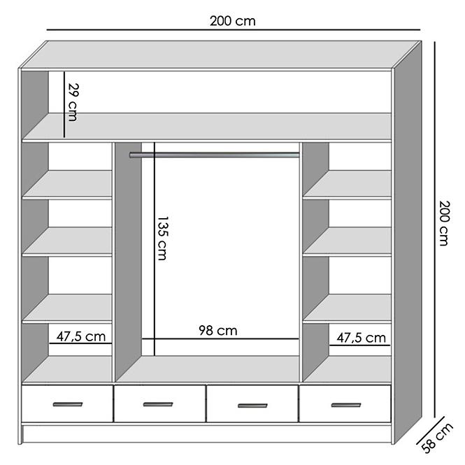 Schrank Sophie 200 Weiß